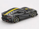 Ferrari 812 Competizione Grigio Competizione Gray Metallic with Yellow Stripe 1/64 Diecast Model Car BBR BBRFER64009