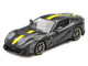 Ferrari 812 Competizione Grigio Competizione Gray Metallic with Yellow Stripe 1/64 Diecast Model Car BBR BBRFER64009