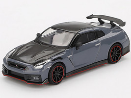 2024 Nissan GT R Nismo R35 Stealth Gray with Carbon Hood and Top Limited Edition 1/64 Diecast Model Car Mini GT MGT00868