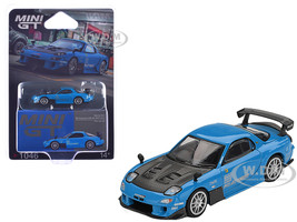 Mazda RX 7 RE Amemiya 20B NA 3ROTOR 7 RHD Right Hand Drive Ama san Go Blue with Carbon Hood Limited Edition 1/64 Diecast Model Car Mini GT MGT01046