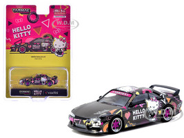 Nissan Silvia S14 Vertex RHD Right Hand Drive Hello Kitty Black with Graphics Global64 Series 1/64 Diecast Model Car Tarmac Works T64G-018-HK