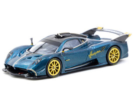 Pagani Huayra R Turquoise Carbon Fiber with Gold Wheels Global64 Series 1/64 Diecast Model Car Tarmac Works T64G-TL035-TCF