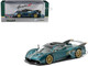 Pagani Huayra R Turquoise Carbon Fiber with Gold Wheels Global64 Series 1/64 Diecast Model Car Tarmac Works T64G-TL035-TCF