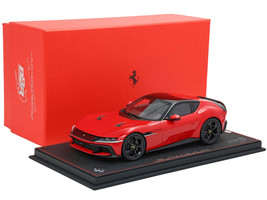 Ferrari 12Cilindri Rosso Corsa Red with Black Top with DISPLAY CASE Limited Edition to 200 pieces Worldwide 1/18 Model Car BBR P18248A