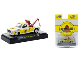 1975 GMC Sierra Grande 15 Tow Truck Pennzoil Off White and Yellow Limited Edition to 6842 pieces Worldwide 1/64 Diecast Model Car M2 Machines 31500-HS57