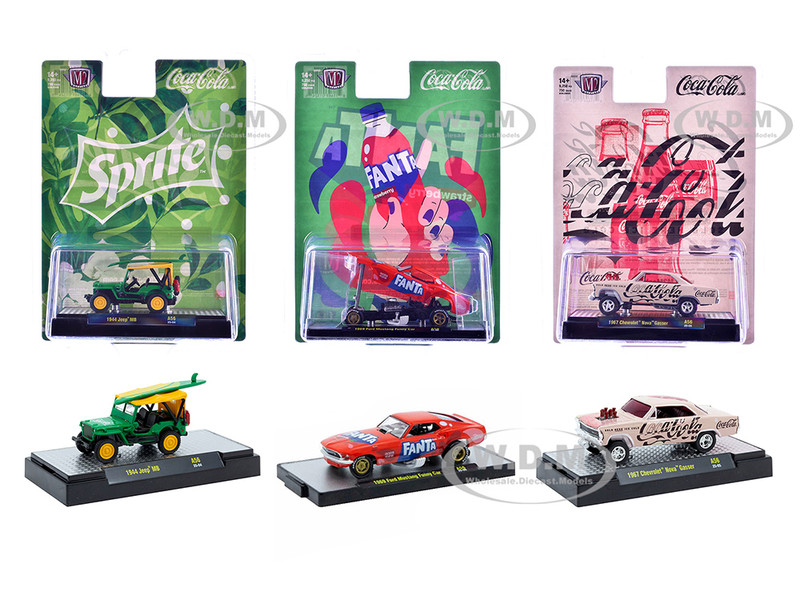Sodas Set of 3 pieces Release 56 Limited Edition to 10000 pieces Worldwide 1/64 Diecast Model Cars M2 Machines 52500-A56