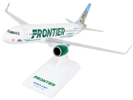 Airbus A320neo Commercial Aircraft Frontier Airlines Wilbur the Whitetail N301FR White with Tail Graphics Snap-Fit 1/150 Plastic Model Skymarks SKR907