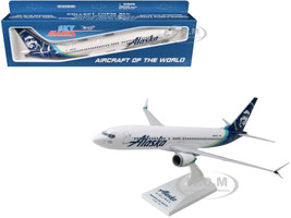Boeing 737 MAX 8 Commercial Aircraft Alaska Airlines N801AK White Blue Tail Snap-Fit 1/130 Plastic Model Skymarks SKR1172