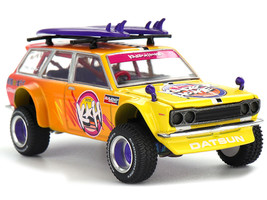 Datsun Kaido 510 Wagon 4x4 RHD Right Hand Drive Kaido Islands V1 Yellow to Red Gradient with Surfboards Designed by Jun Imai Kaido House Special 1/64 Diecast Model Car Mini GT KHMG210