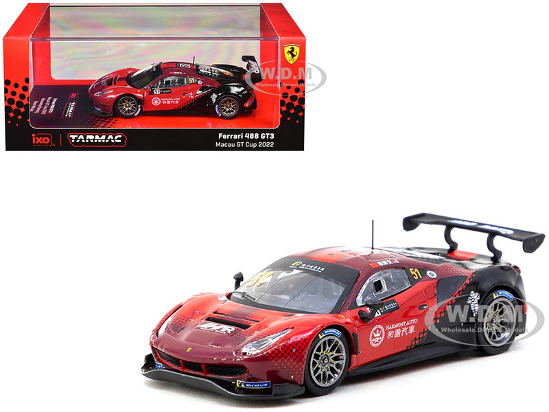 Ferrari 488 GT3 #51 Chen Weian Harmony Racing Macau GT Cup 2022 Hobby64 Series 1/64 Diecast Model Car Tarmac Works T64-072-22MGP51