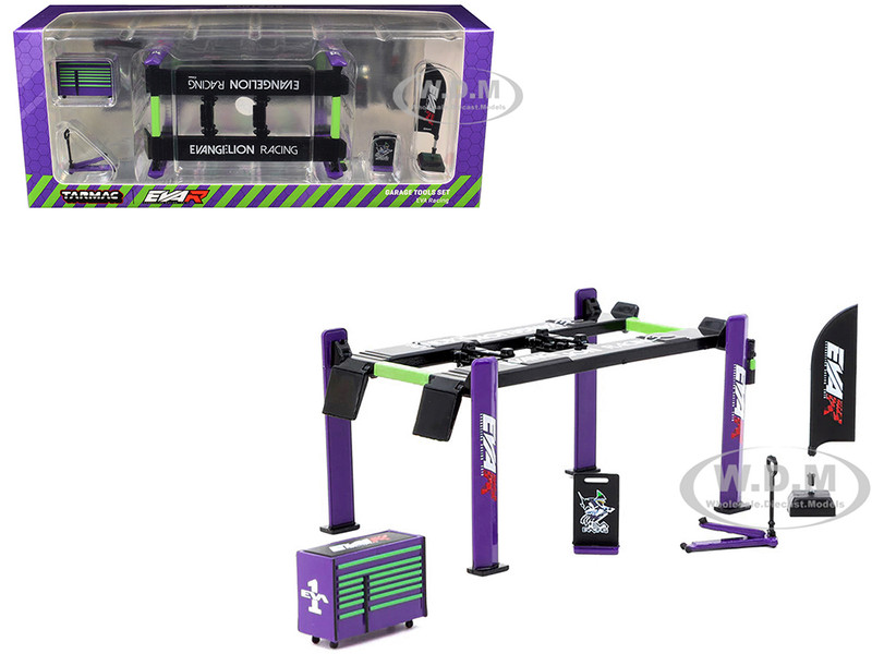 EVA Racing Garage Tools Set of 5 pieces with Stickers Parts64 Series for 1/64 Model Cars Tarmac Works T64A-TL001-EVA