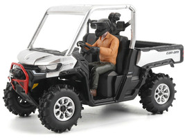 Can Am Defender XMR Silver Metallic and Black with Driver Figure 1/32 Diecast Model BRP Models 60031