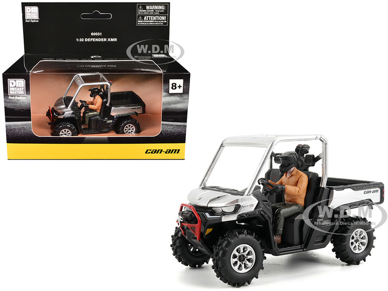 Can Am Defender XMR Silver Metallic and Black with Driver Figure 1/32 Diecast Model BRP Models 60031