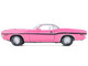 1970 Dodge Challenger R T 440 Six Pack Panther Pink with Black Stripes White Top and White Interior 1/18 Diecast Model Car Greenlight 13699