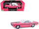 1970 Dodge Challenger R T 440 Six Pack Panther Pink with Black Stripes White Top and White Interior 1/18 Diecast Model Car Greenlight 13699
