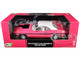 1970 Dodge Challenger R T 440 Six Pack Panther Pink with Black Stripes White Top and White Interior 1/18 Diecast Model Car Greenlight 13699