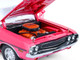 1970 Dodge Challenger R T 440 Six Pack Panther Pink with Black Stripes White Top and White Interior 1/18 Diecast Model Car Greenlight 13699