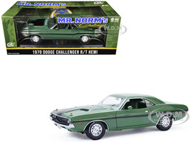 1970 Dodge Challenger R T Hemi F8 Green with Black Stripes and Green Interior Mr Norm s Challenger 1/18 Diecast Model Car Greenlight 13700