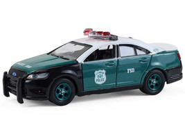 2014 Ford Taurus New York Police Department NYPD Vintage Tribute Livery Green and Black with White Top Hot Pursuit Series 47 1/64 Diecast Model Car Greenlight 43050B