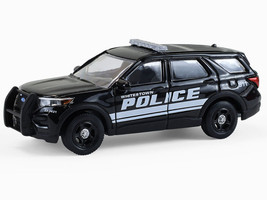 2023 Ford Police Interceptor Utility Whitestown Police Dept Whitestown IN Black Hot Pursuit Series 47 1/64 Diecast Model Car Greenlight 43050D