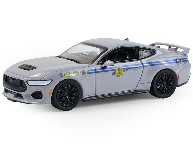 2023 Ford Mustang GT South Carolina Highway Patrol Gray with Blue Stripes Hot Pursuit Series 47 1/64 Diecast Model Car Greenlight 43050F