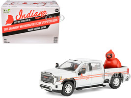 2022 GMC Sierra 3500 HD Pickup Truck Indiana Cardinals Silver Metallic with Red Stripes and Cardinal Figure 2025 Greenlight Waltersons Collector s Expo Exclusive 1/64 Diecast Model Car Greenlight 51684A