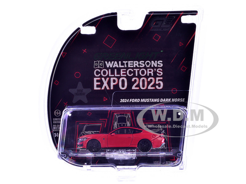 2024 Ford Mustang Dark Horse Indiana Red with Black Hood and Top 2025 Greenlight Waltersons Collector s Expo Exclusive 1/64 Diecast Model Car Greenlight 51684D