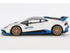 Lamborghini Huracan STO Bianco Asopo White with Black Top and Blue Accents Limited Edition 1/64 Diecast Model Car Mini GT MGT00788