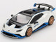 Lamborghini Huracan STO Bianco Asopo White with Black Top and Blue Accents Limited Edition 1/64 Diecast Model Car Mini GT MGT00788