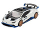 Lamborghini Huracan STO Bianco Asopo White with Black Top and Blue Accents Limited Edition 1/64 Diecast Model Car Mini GT MGT00788