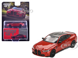 BMW M4 Competition Sakhir Orange Metallic with Carbon Top Limited Edition 1/64 Diecast Model Car Mini GT MGT00811