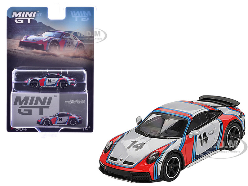 Porsche 911 Dakar #14 Rally 1978 Ice Gray Metallic Limited Edition 1/64 Diecast Model Car Mini GT MGT00964