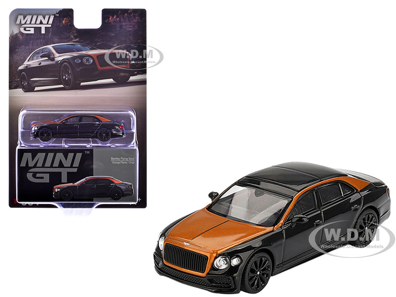 Flying Spur Orange Flame Metallic and Onyx Black Limited Edition 1/64 Diecast Model Car Mini GT MGT00991