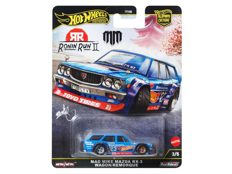 Mazda RX 3 Wagon #23 Mad Mike Blue with Graphics Ronin Run II Series Diecast Model Car Hot Wheels JBK50