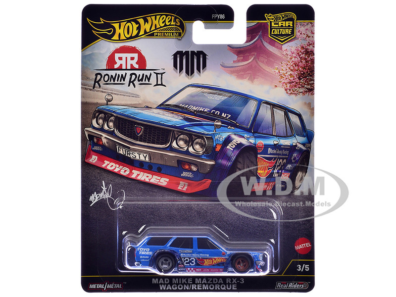 Mazda RX 3 Wagon #23 Mad Mike Blue with Graphics Ronin Run II Series Diecast Model Car Hot Wheels JBK50