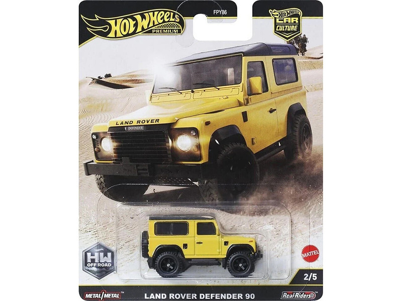 Land Rover Defender 90 Yellow with Black Top HW Off Road Series Diecast Model Car Hot Wheels JBK74