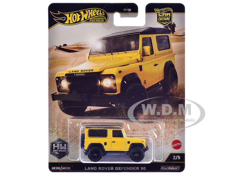 Land Rover Defender 90 Yellow with Black Top HW Off Road Series Diecast Model Car Hot Wheels JBK74