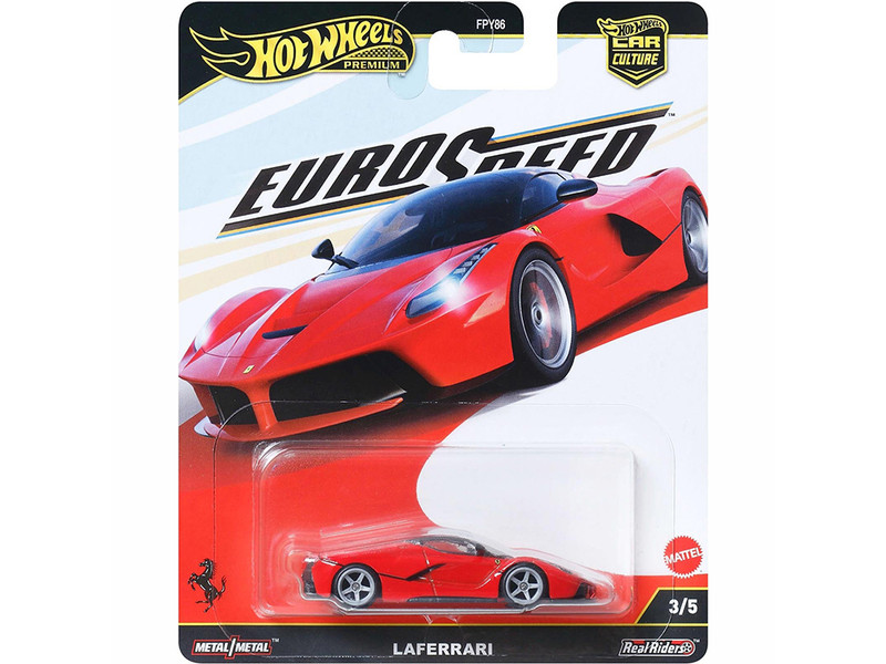 Ferrari LaFerrari Red with Black Top Euro Speed Series Diecast Model Car Hot Wheels JBK55