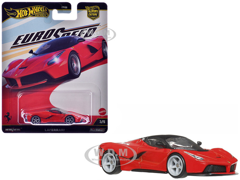 Ferrari LaFerrari Red with Black Top Euro Speed Series Diecast Model Car Hot Wheels JBK55
