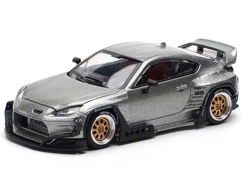 Toyota Pandem GR86 Silver Metallic 1/64 Diecast Model Car Pop Race PR640235