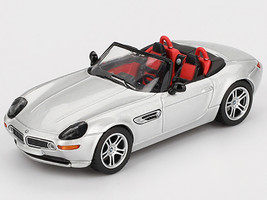 BMW Z8 Roadster Silver Metallic with Red and Black Interior Limited Edition 1/64 Diecast Model Car Mini GT MGT00998
