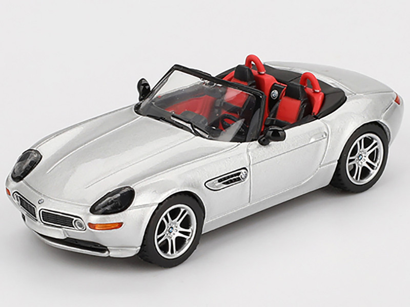 BMW Z8 Roadster Silver Metallic with Red and Black Interior Limited Edition 1/64 Diecast Model Car Mini GT MGT00998