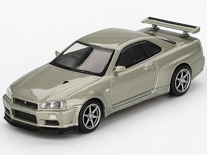 Nissan Skyline GT R R34 V Spec II Nur RHD Right Hand Drive Millenium Jade Metallic Limited Edition 1/64 Diecast Model Car Mini GT MGT01003