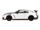 2024 Nissan GT R Nismo R35 Brilliant White Pearl with Carbon Hood and Top Limited Edition 1/64 Diecast Model Car Mini GT MGT01045