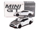 2024 Nissan GT R Nismo R35 Brilliant White Pearl with Carbon Hood and Top Limited Edition 1/64 Diecast Model Car Mini GT MGT01045