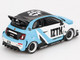 ABARTH 595 LB Works x Abas Works IZTK Light Blue and White with Black Top Limited Edition 1/64 Diecast Model Car Mini GT MGT01051