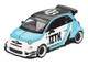 ABARTH 595 LB Works x Abas Works IZTK Light Blue and White with Black Top Limited Edition 1/64 Diecast Model Car Mini GT MGT01051 ABARTH 595 LB Works x Abas Works IZTK Light Blue and White with Black Top Limited Edition 1/64 Diecast Model Car Mini GT MGT01051
