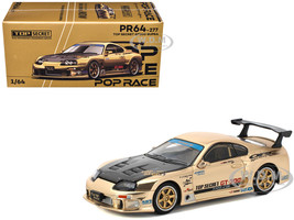 Toyota Supra Top Secret GT300 RHD Right Hand Drive Gold Metallic with Carbon Hood 1/64 Diecast Model Car Pop Race PR640277