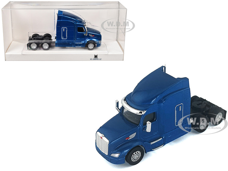 Peterbilt 579 Sleeper Cab Blue Metallic 1/87 (HO) Plastic Model Car HO Logistics HL-57906