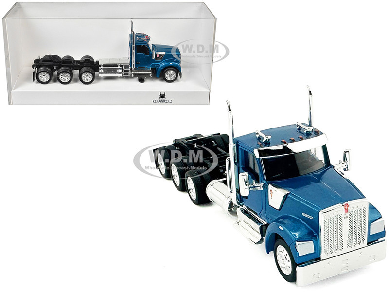 Kenworth W990 3 Axel Day Cab Blue Metallic 1/87 (HO) Plastic Model Car HO Logistics HL-990062